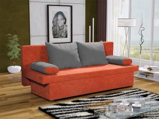 Sofa Schlafsofa inklusive Bettkasten DANNY Orange / Grau