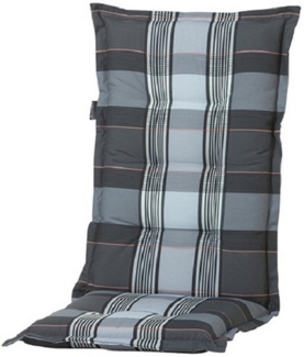 Madison Hochlehnerauflage A 055 Gartenstuhl Auflagen Kissen Polster für Hochlehner grau kariert, (1 Auflage), für Hochlehner-Stühle UV-beständig inkl. Bindebänder und Halteband