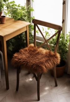 Lammfell Sitzkissen 40 x 40 cm Grizzly