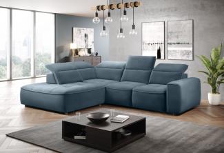 Stylefy Colton L Ecksofa Struktur JAZZ Pastellblau Links