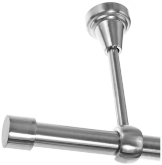 BASIT Gardinenstange Edelstahloptik 19mm mit Deckenträgern 120 cm E61, Ø 19 mm, 1-läufig, verschraubt, Metall, D18 120 cm E61 Kappe