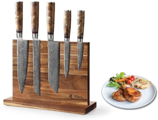 Wakoli Magnet-Messerblock Culinary Sycamore I 5 Küchenmesser & magnetischer Messerblock