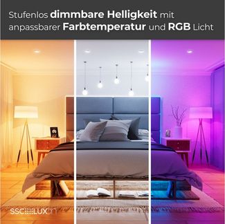 SSC-LUXon LED Aufbaustrahler SAMU Decken Aufbauspot schwarz mit Smart GX53 LED 6W RGB, RGB & Weißtöne