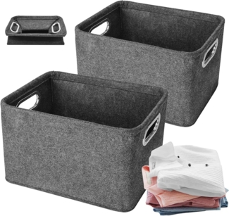 BlingBin Aufbewahrungsbox 2 Stück Faltbare Filz Aufbewahrungskorb mit Griffen (2 Stück, 2 St, 30 X 20 X 20 cm), Faltbar,mit Griffen,für Kleidung,Toilettenartikel,Babyartikel,Bücher