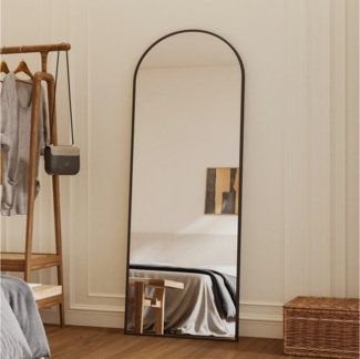 Boromal Standspiegel 180 hoch Ganzkörperspiegel 180x80 cm XXL Flurspiegel groß Ganzkörper (Wandspiegel Schwarz groß mit Alu Rahmen, 5mm HD Bleifreier Spiegel), für Wohnzimmer Schlafzimmer Kinderzimmer Flur