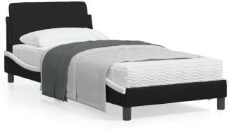 vidaXL Bettgestell "Dover" Schwarz und Weiß 90x190 cm Kunstleder 373103