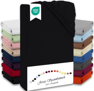 Jersey Spannbettlaken Spannbetttuch 100x220cm 100% Baumwolle Schwarz