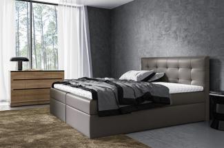 Boxspringbett Schlafzimmerbett VIDE XL, Grau, 160x220 cm, Kunstleder