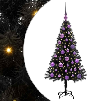 vidaXL Weihnachtsbaum mit 150 LEDs mit Ständer Schwarz 120 cm PVC 3396462