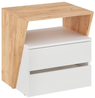 KOMTO Nachttisch mit 2 Schubladen - Nachtschrank, Nachtkästchen mit offenes Fach, Nachtkonsole für Schlafzimmer, Shift 50 x 50 x 40 cm