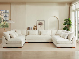 Vente-unique 'SPERONE' große Wohnlandschaft, Cord beige, 375 x 274 x 85 cm