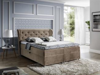 Boxspringbett ARIANNA 120x200 cm Stoff Hellbraun
