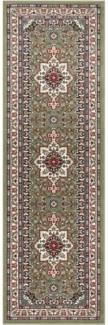 Orientalischer Kurzflor Teppich Parun Täbriz Grün - 80x250x0,9cm