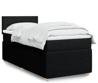 vidaXL Boxspringbett mit Matratze Schwarz 90x200 cm Stoff 3289634