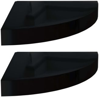 vidaXL Eck-Schweberegale 2 Stk. Hochglanz-Schwarz 25x25x3,8 cm MDF 323890