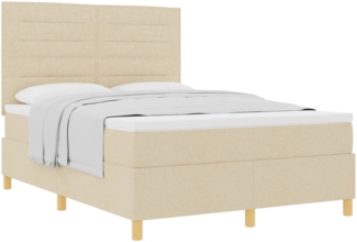 vidaXL Boxspringbett mit Matratze Creme 160x200 cm Stoff 3339558