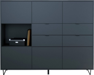 Vladon Highboard Marino V2 (Highboard mit 6 Türen Anthrazit matt, 4 Schubladen Anthrazit matt, Made in Germany), Korpus Anthrazit matt (152,5 x 125,5 x 37 cm)