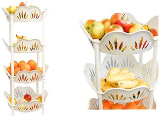 Obst Etagere Ständer Korb stapelbare Aufbewahrungskörbe 39x39x82cm Küchen Organizer 515902 Grau