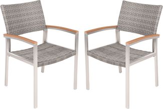 Gartenstuhl 2er Set BONN - Kunststoff, Braun | Stapelstuhl Wetterfest Gartenstühle Outdoor Essstühle