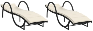 vidaXL Sonnenliegen 2 Stk. mit Auflagen Schwarz Poly Rattan 3277307