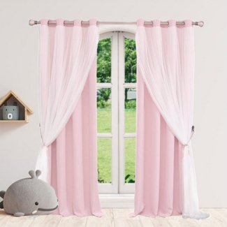Rosnek Vorhang Verdunkelung, Doppellagig, für Schlafzimmer Kinderzimmer, (2 St), abdunkelnd, Store