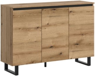 xonox. home – Sideboard Tomasa 120 x 84 x 36 cm in Evoke Oak Nachbildung und Schwarz – Natürlich wirkendes Sideboard im modernen Design – wohnlich, funktional & vielseitig einsetzbar