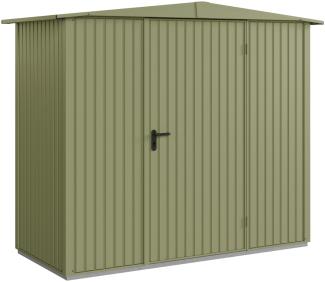 Hörmann Metall-Gerätehaus Berry Classic mit Satteldach Typ 1, 259 x 121 cm, schilfgrün, 3,1 m²,1-flüglige Tür