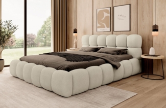 Compleo Polsterbett BUBBLE boucle Designerbett 140/160/180x200 BIZU, Wolkenbett, TOPSELLER Stauraumbett MADE IN EU