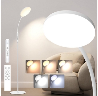 LMaxhome Stehlampe Dimmbare LED Wohnzimmerlampe Leselampe für Schlafzimmer, Höhe 165cm, Augenschutz, LED fest integriert, 1700K/2500K/4000K/5000K/6000K, 5 Farben, 10 Helligkeitsstufen, Timer, Flexibler Schwanenhals, 16W