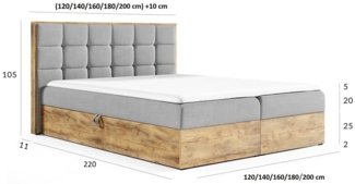 Boxspringbett Schlafzimmerbett KALYPSO 200x220cm Stoff Grün inkl. Bettkasten