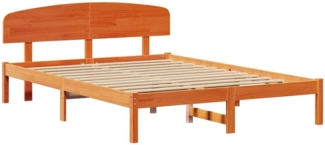 vidaXL Bettgestell mit Kopfteil Braun 140 x 200 cm Massivholz Kiefer 872064