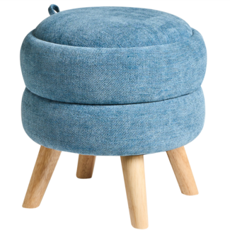 Pouf mit Stauraum HAWLEY Chenillegewebe Blau 40 cm 40 cm 41 cm
