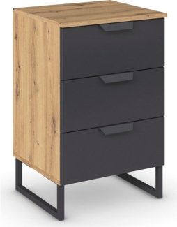 rauch Nachtkommode Dark&Wood by Aditio, im Industrial Style mit Kufenfuß, 3 Schubladen mit Softclose-Funktion