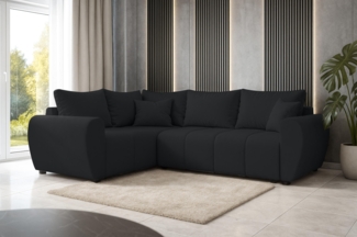 AX LIVING Malatya L Ecksofa mit Schlaffunktion Schlafsofa Schwarz 235cm L