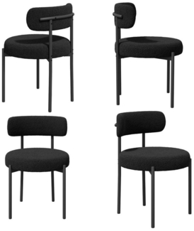 HawthyHome Esszimmerstuhl Teddy Stoff Runde Boucle Stühle Polsterstuhl mit Metallgestell (4 St), 4er Set