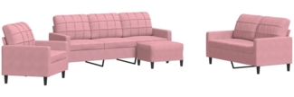 vidaXL 4-tlg. Sofagarnitur mit Kissen Rosa Samt 3278364