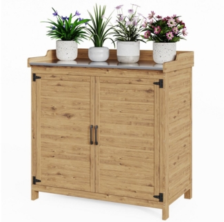 Bealife Garten-Geräteschrank Gerätehaus Geräteschrank, mit Arbeitsplatte, Asphaltdach, 98 x 48 x 95 cm,Natur, grau erhältlich