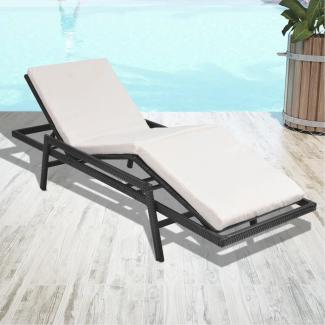 vidaXL Sonnenliege mit Auflage Poly Rattan Schwarz 43108