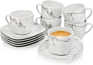 SÄNGER Kaffeetassen Set Bilgola Marmor 12 teilig für 6 Personen