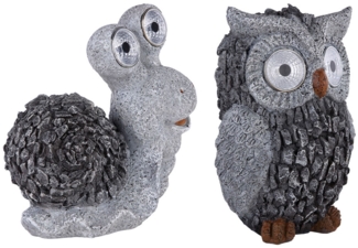 LED Solarleuchte, Eule Schnecke, grau, Akku