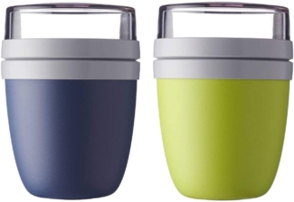 Mepal 'Ellipse' Lunchpot to go 500 ml & 200 ml, Farbe & Stückzahl:Nordic Denim & Latin Lime