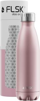 FLSK Das Original New Edition Edelstahl Trinkflasche – Kohlensäure geeignet | Die Isolierflasche hält 18 Stunden heiß und 24 Stunden kalt | ohne BPA und rostfrei, Roségold, 500ml