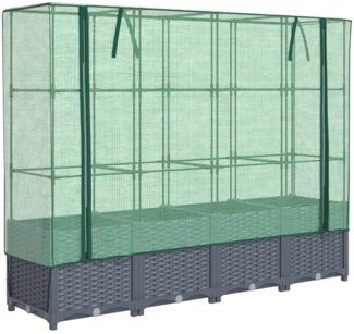 vidaXL Hochbeet mit Gewächshausabdeckung Rattanoptik 160x40x138 cm 4015830