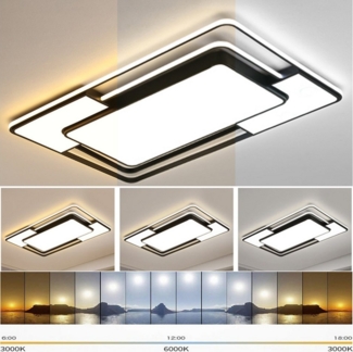 style home LED Deckenleuchte Deckenlampe Rechteckige Bürolampe, dimmbar mit Fernbedienung, 150W, LED fest integriert, einstellbar von warmweiß bis kaltweiß, Moderne Lampe für Wohnzimmer Schlafzimmer, 90x60x6cm