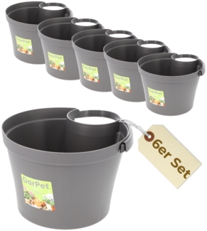6x Fallrohr Blumentopf Fallrohr Blumentopf für Regenrohr Regenrinne Säule Pfosten Abflussrohr Hängetopf Pflanztopf Pflanzgefäß Grau 22x22x15 cm