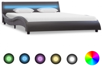 vidaXL Bettgestell mit LED Grau Kunstleder 160x200 cm, Mit Beleuchtung [285694]