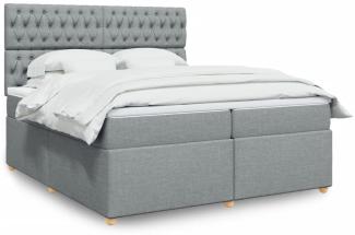 vidaXL Boxspringbett mit Matratze Hellgrau 200x200 cm Stoff 3291394