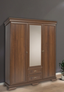 Kleiderschrank "Kora" Drehtürschrank 158cm 3-türig Spiegel samoa King rustikal