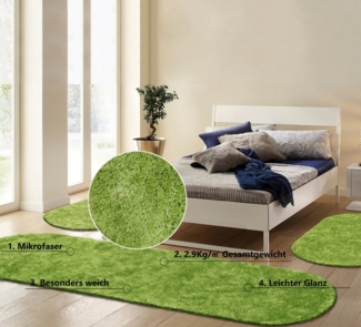 Bruno Banani Hochflor-Bettumrandung Dana Teppich, Kundenliebling, Höhe 30 mm, (3-tlg), unifarben, Mikrofaser, pflegeleicht, Bettvorleger, Schlafzimmer