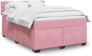 vidaXL Boxspringbett mit Matratze Rosa 140x200 cm Samt 3288641